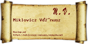 Miklovicz Vénusz névjegykártya